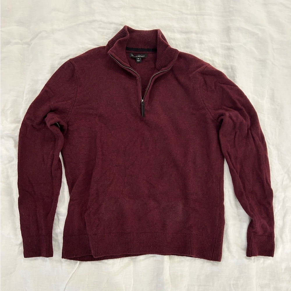 Banana Republic Men's Dark Red Quarter-Zip Sweater